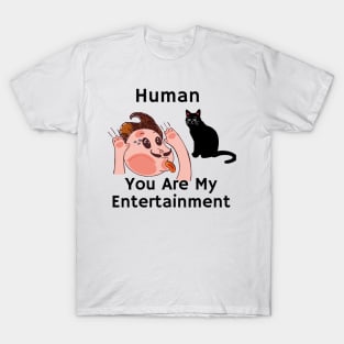 black cat- sarcastic phrase human you are my entertainment T-Shirt